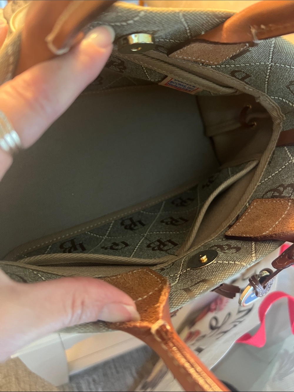 Dooney & Bourke Vintage Signature Monogram Tassel Tote Bag - Picture 8 of 12